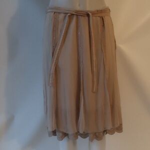 Elie Tahari Beige Silk Nude Midi Skirt NWT Size 8